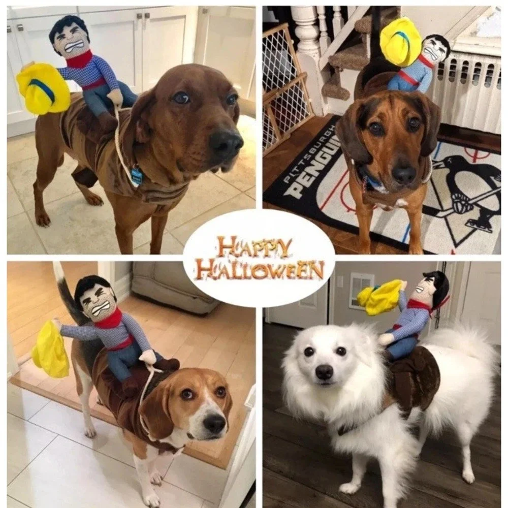 Funny‎ Pet Dog Riding Horse Cowboy Saddle Pet Costume Party Costume Clothes